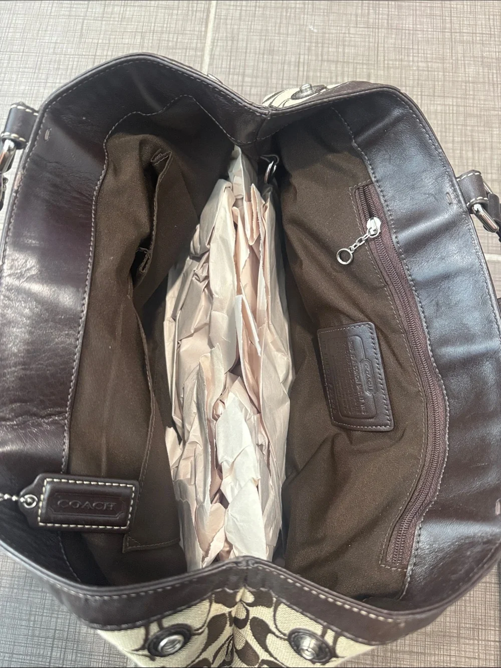 Coach Hampton Signature Canvas Purse Brown